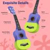 imageCAHAYA 21Inch Cartoonthemed Mahogany Soprano Ukulele Beginner Kit with Gig Bag Colorful Strap and Fretboard StickersPerfect for Kids and Adults Professional Hawaiian Ukulele GiftPurpleGreen