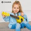 imageCAHAYA 21Inch Cartoonthemed Mahogany Soprano Ukulele Beginner Kit with Gig Bag Colorful Strap and Fretboard StickersPerfect for Kids and Adults Professional Hawaiian Ukulele GiftYellowBlue