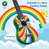 imageCAHAYA 21Inch Cartoonthemed Mahogany Soprano Ukulele Beginner Kit with Gig Bag Colorful Strap and Fretboard StickersPerfect for Kids and Adults Professional Hawaiian Ukulele GiftRainbow