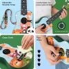 imageCAHAYA 21Inch Cartoonthemed Mahogany Soprano Ukulele Beginner Kit with Gig Bag Colorful Strap and Fretboard StickersPerfect for Kids and Adults Professional Hawaiian Ukulele GiftZoo