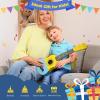imageCAHAYA 21Inch Cartoonthemed Mahogany Soprano Ukulele Beginner Kit with Gig Bag Colorful Strap and Fretboard StickersPerfect for Kids and Adults Professional Hawaiian Ukulele GiftYellowBlue