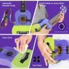 imageCAHAYA 21Inch Cartoonthemed Mahogany Soprano Ukulele Beginner Kit with Gig Bag Colorful Strap and Fretboard StickersPerfect for Kids and Adults Professional Hawaiian Ukulele GiftPurpleGreen