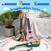 imageCAHAYA 21Inch Cartoonthemed Mahogany Soprano Ukulele Beginner Kit with Gig Bag Colorful Strap and Fretboard StickersPerfect for Kids and Adults Professional Hawaiian Ukulele GiftRainbow