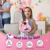imageCAHAYA 21Inch Cartoonthemed Mahogany Soprano Ukulele Beginner Kit with Gig Bag Colorful Strap and Fretboard StickersPerfect for Kids and Adults Professional Hawaiian Ukulele GiftPink