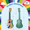 imageCAHAYA 21Inch Cartoonthemed Mahogany Soprano Ukulele Beginner Kit with Gig Bag Colorful Strap and Fretboard StickersPerfect for Kids and Adults Professional Hawaiian Ukulele GiftRainbow