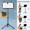 imageCAHAYA 6 IN 1 Sheet Music Stand with Stand Light Desktop Book Stand with Carrying Bag Sheet Music Folder ampamp Clip Metal Portable Solid Back for Guitar Ukulele Violin Players