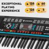 imageCAHAYA 61 Key Keyboard Piano  Electric Piano Set For Beginners with Stand Stool 1 Microphone BuiltIn Speakers 3 Teaching Modes Portable Electronic Keyboard with 128 Sounds 128 Rhythm