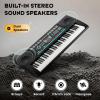 imageCAHAYA 61 Key Keyboard Piano  Electric Piano Set For Beginners with Stand Stool 1 Microphone BuiltIn Speakers 3 Teaching Modes Portable Electronic Keyboard with 128 Sounds 128 Rhythm