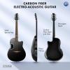 imageCAHAYA Acoustic Electric Guitar Kit  41 Carbon Fiber Adult Beginner Set with Bag and Strap BuiltIn Pickup Rich Resonance ampamp Warm Tone for Performance Ready Pearl BluePurple FinishBlack