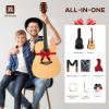 imageCAHAYA Acoustic Guitar Beginner Kit  41in Adult All Wood Starter Set Includes with Thickened Gig Bag Capo Pickguard Strings Picks Strap for Kids Teenager Students Natural