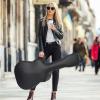 imageCAHAYA Acoustic Guitar Case ABS Waterproof Hard Case 41 Inch Gig Bag 06 Inch Thick Padding for Acoustic Classical Guitars Navy CY0247Black