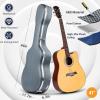 imageCAHAYA Acoustic Guitar Case ABS Waterproof Hard Case 41 Inch Gig Bag 06 Inch Thick Padding for Acoustic Classical Guitars Navy CY0247Blue