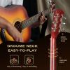 imageCAHAYA Acoustic Guitar For Beginner 38 Inch Cutaway All Wood Guitar Starter Kit for Kids Teenager Adults with Guitar bag Brass strings Capo String Pick Scale Stickers and Cloth CY0354orange