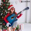 imageCAHAYA Acoustic Guitar For Beginner 38 Inch Cutaway All Wood Guitar Starter Kit for Kids Teenager Adults with Guitar bag Brass strings Capo String Pick Scale Stickers and Cloth CY0354blue