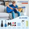 imageCAHAYA Acoustic Guitar For Beginner 38 Inch Cutaway All Wood Guitar Starter Kit for Kids Teenager Adults with Guitar bag Brass strings Capo String Pick Scale Stickers and Cloth CY0354blue