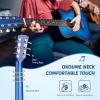 imageCAHAYA Acoustic Guitar For Beginner 38 Inch Cutaway All Wood Guitar Starter Kit for Kids Teenager Adults with Guitar bag Brass strings Capo String Pick Scale Stickers and Cloth CY0354blue