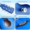 imageCAHAYA Acoustic Guitar For Beginner 38 Inch Cutaway All Wood Guitar Starter Kit for Kids Teenager Adults with Guitar bag Brass strings Capo String Pick Scale Stickers and Cloth CY0354blue