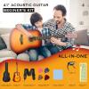 imageCAHAYA Acoustic Guitar For Beginner 38 Inch Cutaway All Wood Guitar Starter Kit for Kids Teenager Adults with Guitar bag Brass strings Capo String Pick Scale Stickers and Cloth CY0354orange
