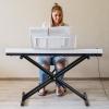 imageCAHAYA Adjustable Keyboard Stand Double Braced X Style Digital Piano Stand with Locking Straps for 61 76 88 Keys CY0245