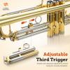 imageCAHAYA Bb Trumpet Instrument Trompeta Student Trumpet with Hard Case 7C Mouthpiece Gloves Standard Trumpets for Beginners or Advanced Students BlackGold