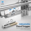 imageCAHAYA Bb Trumpet Instrument Trompeta Student Trumpet with Hard Case 7C Mouthpiece Gloves Standard Trumpets for Beginners or Advanced Students BlackSilver