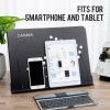 imageCAHAYA Desktop Sheet Music Stand Metal Angle Adjustable Tabletop Book Reading Cookbook Tablet Holder Stand Tray and Page Paper Clip CY0214