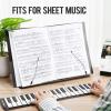 imageCAHAYA Desktop Sheet Music Stand Metal Angle Adjustable Tabletop Book Reading Cookbook Tablet Holder Stand Tray and Page Paper Clip CY0214