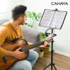 imageCAHAYA Dual Use Sheet Music Stand with Clampon Tray ampamp Desktop Book Stand with Carrying Bag Sheet Music Folder Music Stand with Shelf and Clip for Guitar Ukulele Violin Players CY0194CY0320