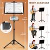 imageCAHAYA Dual Use Sheet Music Stand with Clampon Tray ampamp Desktop Book Stand with Carrying Bag Sheet Music Folder Music Stand with Shelf and Clip for Guitar Ukulele Violin Players CY0194CY0320