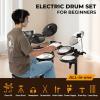 imageCAHAYA Electric Drum Set Beginner  Drum Kit for Adults Kids Portable 350 Sounds 25 Kits with 4 Quiet Mesh Pads Headphones 2 Pedals 2 Drumsticks Drum Throne