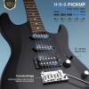 imageCAHAYA Electric Guitar Set for Beginner 39in Solid Body Electric Guitars with HSS Pickups Stratocaster Beginner Guitar Kit with Amplifier Gig Bag Strings Strap Picks CJS200 Black