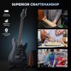 imageCAHAYA Electric Guitar Set for Beginner 39in Solid Body Electric Guitars with HSS Pickups Stratocaster Beginner Guitar Kit with Amplifier Gig Bag Strings Strap Picks CJS200 Black