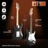 imageCAHAYA Electric Guitar for Beginner 39 Solid Body Electric Guitars with SSS Pickups Beginner Guitar Kit with Gig Bag Audio Cable CST90 Matte Finish Black