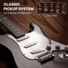 imageCAHAYA Electric Guitar for Beginner 39 Solid Body Electric Guitars with SSS Pickups Beginner Guitar Kit with Gig Bag Audio Cable CST90 Matte Finish Black