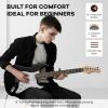 imageCAHAYA Electric Guitar for Beginner 39 Solid Body Electric Guitars with SSS Pickups Beginner Guitar Kit with Gig Bag Audio Cable CST90 Matte Finish Black