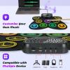 imageCAHAYA Electronic Drum Pad Set Foldable 9Pad Practice Electronic Drum Pad Set with Integrated Speaker Foot Pedals and Drumsticks Ideal Gift