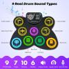 imageCAHAYA Electronic Drum Pad Set Foldable 9Pad Practice Electronic Drum Pad Set with Integrated Speaker Foot Pedals and Drumsticks Ideal Gift