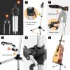 imageCAHAYA Floor Guitar Stand for Acoustic ampamp Electric Guitars ampamp Bass  Adjustable Height Folding Lightweight Travel Instrument Holder