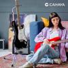 imageCAHAYA Guitar Stand Floor  Folding Universal Guitar Holder for Acoustic Electric Guitars Bass Guitar Adjust Height from 307 to 37 In Folding Tripod Guitar Stands with Neck HolderPurple Tube