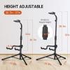 imageCAHAYA Guitar Stand Floor  Folding Universal Guitar Holder for Acoustic Electric Guitars Bass Guitar Adjust Height from 307 to 37 In Folding Tripod Guitar Stands with Neck HolderBlack Tube