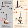 imageCAHAYA Guitar Stand Floor  Folding Universal Guitar Holder for Acoustic Electric Guitars Bass Guitar Adjust Height from 307 to 37 In Folding Tripod Guitar Stands with Neck HolderBlack Tube