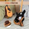imageCAHAYA Guitar Stand Floor Wooden  Portable Universal Guitar Holder Xframe Instrument Holder Thickened Plywood with PU Cover for Acoustic Electric Bass Classical GuitarsYellow