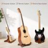 imageCAHAYA Guitar Stand Floor Wooden  Portable Universal Guitar Holder Xframe Instrument Holder Thickened Plywood with PU Cover for Acoustic Electric Bass Classical GuitarsDark Brown