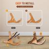 imageCAHAYA Guitar Stand Floor Wooden  Portable Universal Guitar Holder Xframe Instrument Holder Thickened Plywood with PU Cover for Acoustic Electric Bass Classical GuitarsYellow