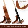 imageCAHAYA Guitar Stand Floor Wooden  Portable Universal Guitar Holder Xframe Instrument Holder Thickened Plywood with PU Cover for Acoustic Electric Bass Classical GuitarsDark Brown