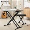 imageCAHAYA Keyboard Stand and Bench Set 1339 Inch Wide Adjustable Height Heavy Duty Portable Piano Stand and Bench with Locking Straps DoubleX 7Level Adjustable for 61 76 88 Key Keyboards