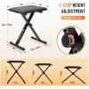 imageCAHAYA Keyboard Stand and Bench Set 1339 Inch Wide Adjustable Height Heavy Duty Portable Piano Stand and Bench with Locking Straps DoubleX 7Level Adjustable for 61 76 88 Key Keyboards