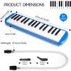 imageCAHAYA Melodica 37 Keys with Carrying Bag and 2 with Mouthpieces Air Piano Keyboard Musical Instrument for Kids and Adults BlackModel CY0049132 KeysBlue