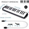 imageCAHAYA Melodica 37 Keys with Carrying Bag and 2 with Mouthpieces Air Piano Keyboard Musical Instrument for Kids and Adults BlackModel CY0049132 KeysBlack
