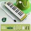 imageCAHAYA Melodica 37 Keys with Carrying Bag and 2 with Mouthpieces Air Piano Keyboard Musical Instrument for Kids and Adults BlackModel CY0049132 KeysNatural Green